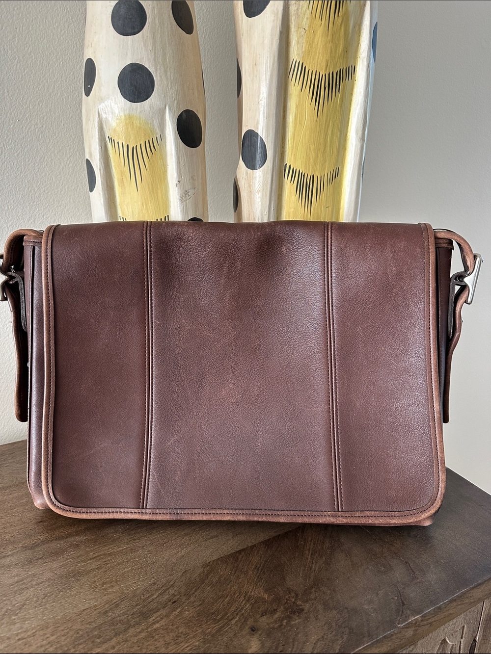 Coach Brown Leather Messenger Bag with Adjustable Strap